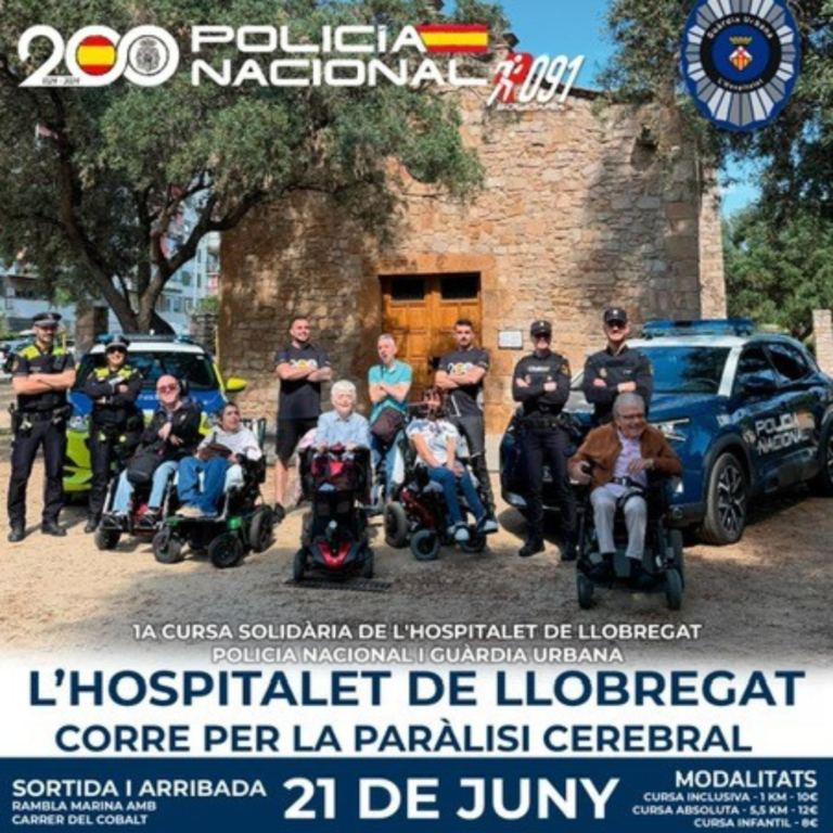 La ruta 091 de la Policía Nacional en colaboración con la Guardia Urbana de Hospitalet de Llobregat organizan una carrera solidaria